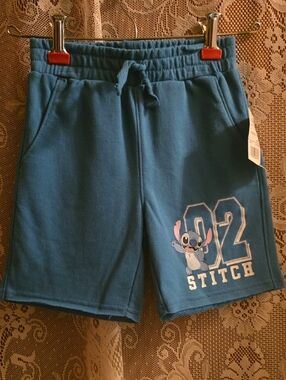 New Disney Stitch Boys Size 4‎ Terrycloth Elastic Waist Blue Shorts
